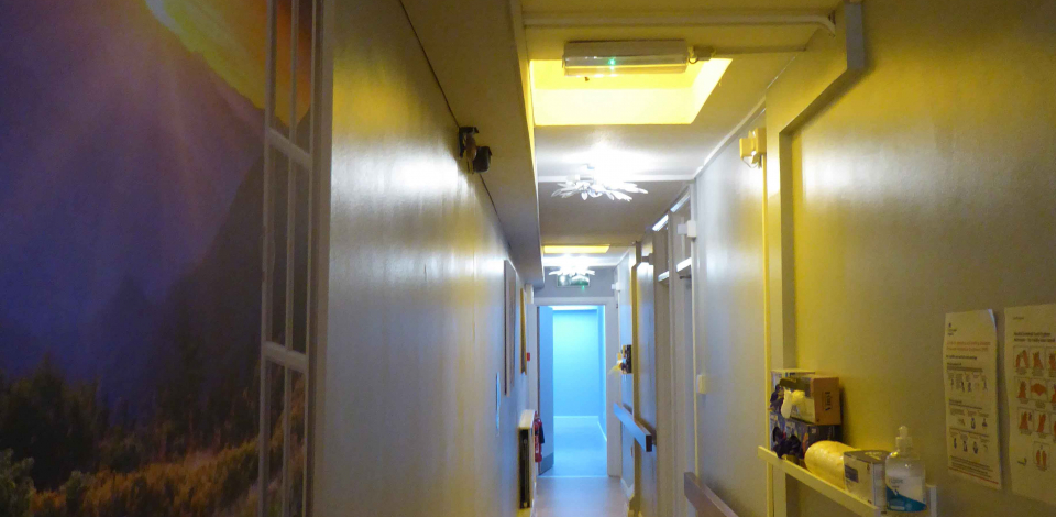 The corridor leading to the new bedroom wing
